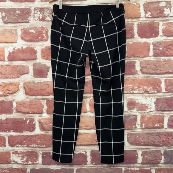 Express Columnist Pants Women's 4 Black Windowpane Plaid Casual Career Trousers - Picture 4 of 8